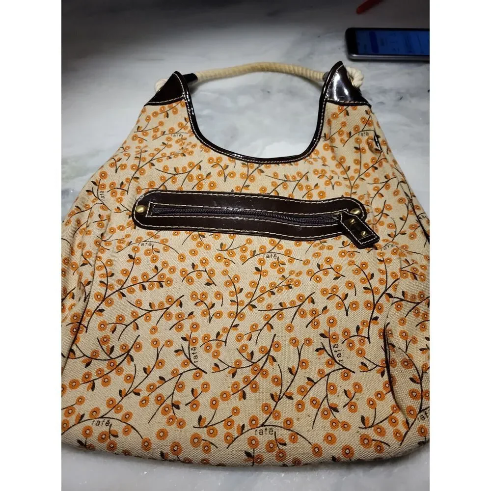 Rafe‎ Canvas Satchel w/Patent Leather Hobo Handbag Shoulder Bad